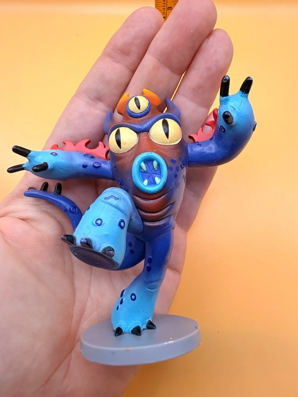 Disney Three-Eyed Blue Purple Monster Figure on Stand 3.5 Inch
